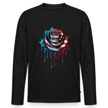 American Patriotic USA Design - T-shirt manches longues Premium bio Homme - noir - Devant - Nico (187cm)