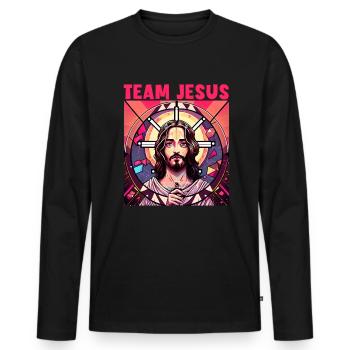 Citations chrétiennes Dessins pour les chrétiens croyants - T-shirt manches longues Premium bio Homme - noir - Devant - Nico (187cm)