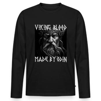 Viking Blood made by Odin Wikinger Kultur - Männer Premium Bio Langarmshirt - Schwarz - Vorne - Nico (187cm)