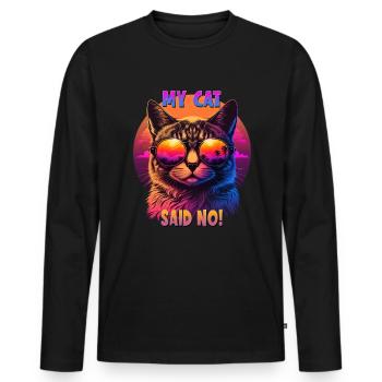 Cat Lovers Design Cat Mama My Cat a dit Non - T-shirt manches longues Premium bio Homme - noir - Devant - Nico (187cm)