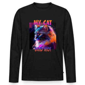 Cat Lovers Design Cat Mama My Cat a dit Non - T-shirt manches longues Premium bio Homme - noir - Devant - Nico (187cm)