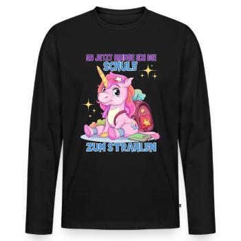 Schulkind Mädchen Einhorn Zur Einschulung - Männer Premium Bio Langarmshirt - Schwarz - Vorne - Nico (187cm)