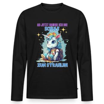 Schulkind Mädchen Einhorn Zur Einschulung - Männer Premium Bio Langarmshirt - Schwarz - Vorne - Nico (187cm)
