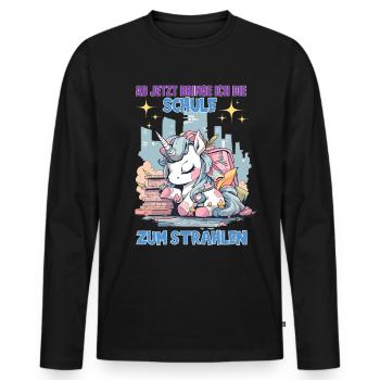 Schulkind Mädchen Einhorn Zur Einschulung - Männer Premium Bio Langarmshirt - Schwarz - Vorne - Nico (187cm)