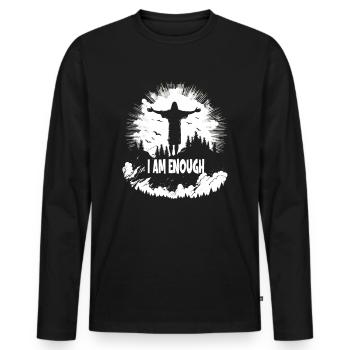 Christian Quotes Designs I Am Enough - T-shirt manches longues Premium bio Homme - noir - Devant - Nico (187cm)