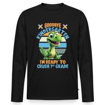 Schulkind Zur Einschulung Goodbye Kindergarten - Männer Premium Bio Langarmshirt - Schwarz - Vorne - Nico (187cm)