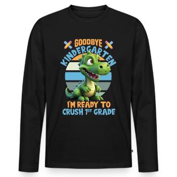 Schulkind Zur Einschulung Goodbye Kindergarten - Männer Premium Bio Langarmshirt - Schwarz - Vorne - Nico (187cm)