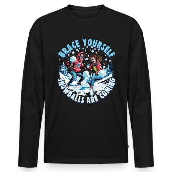 Schneeballschlacht - Préparez-vous les boules de neige sont - T-shirt manches longues Premium bio Homme - noir - Devant - Nico (187cm)