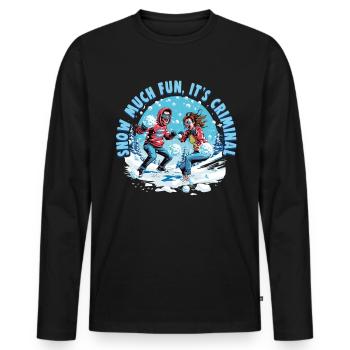 Snowball Fight Crew - Snow much fun it’s criminal - T-shirt manches longues Premium bio Homme - noir - Devant - Nico (187cm)