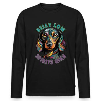 Dog Saying Dachshund Design pour les amoureux des chiens - T-shirt manches longues Premium bio Homme - noir - Devant - Nico (187cm)