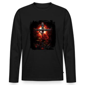 Gotisches Kreuz Goths Design Viktorianisch - Männer Premium Bio Langarmshirt - Schwarz - Vorne - Nico (187cm)