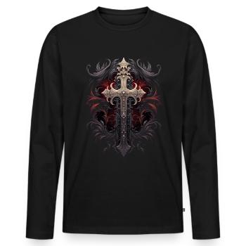 Gotisches Kreuz Goths Design Viktorianisch - Männer Premium Bio Langarmshirt - Schwarz - Vorne - Nico (187cm)