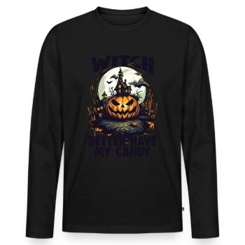 Halloween design for the Halloween party - Men's Premium Organic Long Sleeve Shirt - black - Front - Nico (187cm)