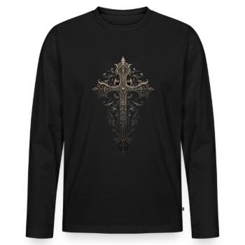 Gotisches Kreuz Goths Design Viktorianisch - Männer Premium Bio Langarmshirt - Schwarz - Vorne - Nico (187cm)