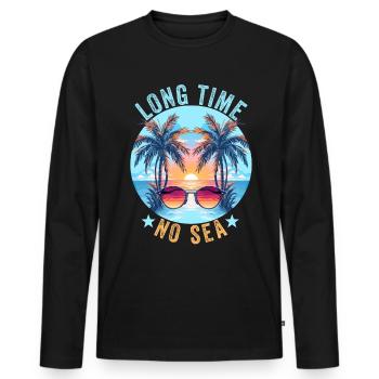 Summer Seaside Holidays Long Time No Sea - Men's Premium Organic Long Sleeve Shirt - black - Front - Nico (187cm)
