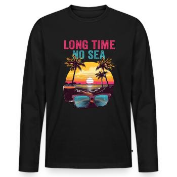 Vacances d’été à la mer Longtemps pas de mer - T-shirt manches longues Premium bio Homme - noir - Devant - Nico (187cm)