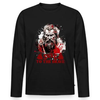 Skal to the brave Wikinger Kultur - Männer Premium Bio Langarmshirt - Schwarz - Vorne - Nico (187cm)