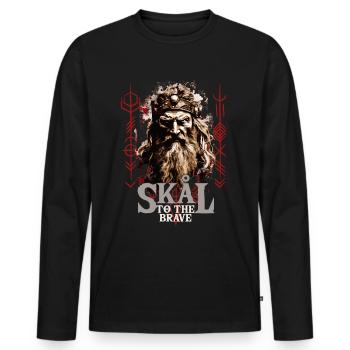 Skal to the brave Wikinger Kultur - Männer Premium Bio Langarmshirt - Schwarz - Vorne - Nico (187cm)