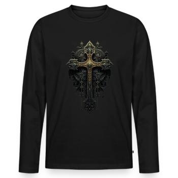 Gotisches Kreuz Goths Design Viktorianisch - Männer Premium Bio Langarmshirt - Schwarz - Vorne - Nico (187cm)