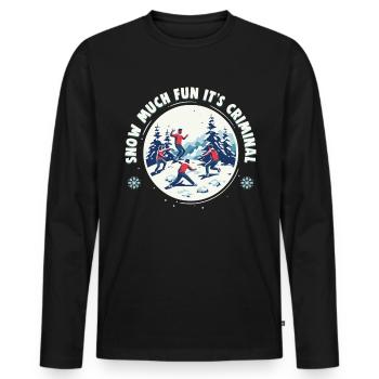 Snowball Fight Crew - Snow much fun it’s criminal - T-shirt manches longues Premium bio Homme - noir - Devant - Nico (187cm)
