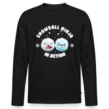 Schneeballschlacht - Snowball Ninja in Action - Männer Premium Bio Langarmshirt - Schwarz - Vorne - Nico (187cm)