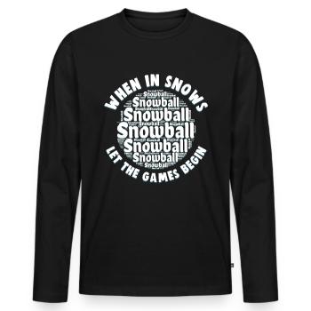 Schneeballschlacht - Quand il neige, laissez les jeux - T-shirt manches longues Premium bio Homme - noir - Devant - Nico (187cm)