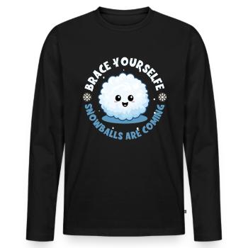 Schneeballschlacht - Préparez-vous les boules de neige sont - T-shirt manches longues Premium bio Homme - noir - Devant - Nico (187cm)