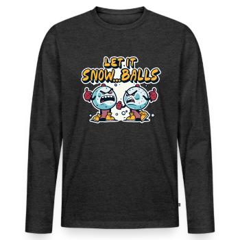 Bataille de boules de neige - Laissez neiger... Boules - T-shirt manches longues Premium bio Homme - anthracite chiné - Devant - Nico (187cm)
