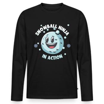 Snowball Fight - Snowball Ninja in Action - Men's Premium Organic Long Sleeve Shirt - black - Front - Nico (187cm)