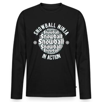 Schneeballschlacht - Snowball Ninja in Action - Männer Premium Bio Langarmshirt - Schwarz - Vorne - Nico (187cm)