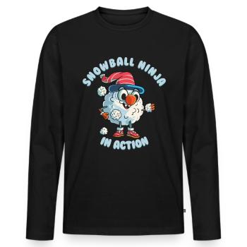 Snowball Fight - Snowball Ninja in Action - Men's Premium Organic Long Sleeve Shirt - black - Front - Nico (187cm)