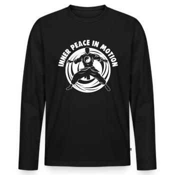 Tai Chi Design Inner Peace in Motion Taijiquan - Männer Premium Bio Langarmshirt - Schwarz - Vorne - Nico (187cm)