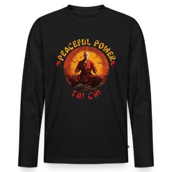 Tai Chi Taijiquan Peaceful Power Tai Chi Chuan - Men's Premium Organic Long Sleeve Shirt - black - Front - Nico (187cm)