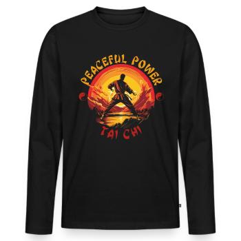 Tai Chi Taijiquan Peaceful Power Tai Chi Chuan - Men's Premium Organic Long Sleeve Shirt - black - Front - Nico (187cm)