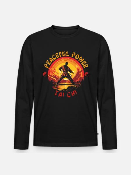 Tai Chi Taijiquan Peaceful Power Tai Chi Chuan - Men's Premium Organic Long Sleeve Shirt - black