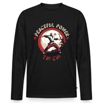 Tai Chi Taijiquan Peaceful Power Tai Chi Chuan - Men's Premium Organic Long Sleeve Shirt - black - Front - Nico (187cm)