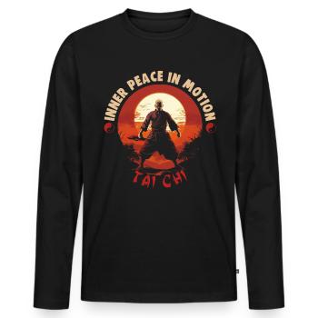 Tai Chi Design Paix Intérieure en Mouvement Taijiquan - T-shirt manches longues Premium bio Homme - noir - Devant - Nico (187cm)