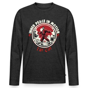 Tai Chi Design Inner Peace in Motion Taijiquan - Männer Premium Bio Langarmshirt - Anthrazit meliert - Vorne - Nico (187cm)