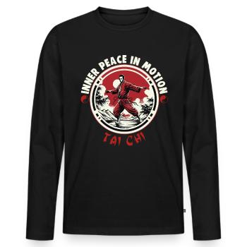 Tai Chi Design Inner Peace in Motion Taijiquan - Männer Premium Bio Langarmshirt - Schwarz - Vorne - Nico (187cm)