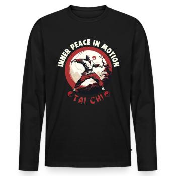 Tai Chi Design Inner Peace in Motion Taijiquan - Männer Premium Bio Langarmshirt - Schwarz - Vorne - Nico (187cm)