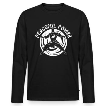 Tai Chi Taijiquan Peaceful Power Tai Chi Chuan - Men's Premium Organic Long Sleeve Shirt - black - Front - Nico (187cm)