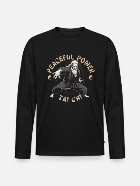 Tai Chi Taijiquan Peaceful Power Tai Chi Chuan - Men's Premium Organic Long Sleeve Shirt - black