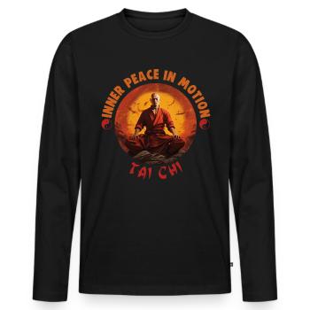 Tai Chi Design Paix Intérieure en Mouvement Taijiquan - T-shirt manches longues Premium bio Homme - noir - Devant - Nico (187cm)
