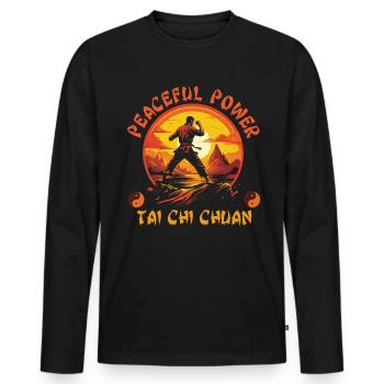 Tai Chi Taijiquan Peaceful Power Tai Chi Chuan - Men's Premium Organic Long Sleeve Shirt - black - Front - Nico (187cm)