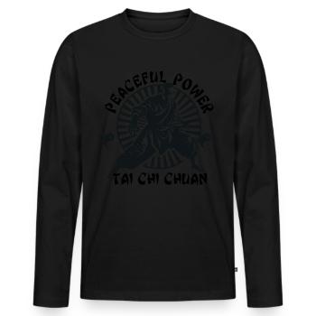 Tai Chi Taijiquan Peaceful Power Tai Chi Chuan - Men's Premium Organic Long Sleeve Shirt - black - Front - Nico (187cm)