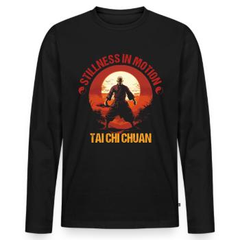 Taijiquan Stillness in Motion Tai Chi Chuan - Männer Premium Bio Langarmshirt - Schwarz - Vorne - Nico (187cm)