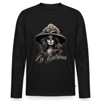 La Catrina Cool Dia De Los Muertos Design - T-shirt manches longues Premium bio Homme - noir - Devant - Nico (187cm)