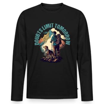 Randonneur avec conception de chien pour les alpinistes - T-shirt manches longues Premium bio Homme - noir - Devant - Nico (187cm)