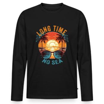 Summer Holidays by the Sea Long Time No Sea - Men's Premium Organic Long Sleeve Shirt - black - Front - Nico (187cm)