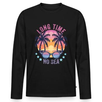 Summer Holidays by the Sea Long Time No Sea - Men's Premium Organic Long Sleeve Shirt - black - Front - Nico (187cm)